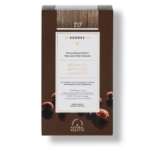 KORRES Arganöl - Hochentwickelte Haarcoloration (Mittelblond Beige 7.17), 145 ml, KORRES