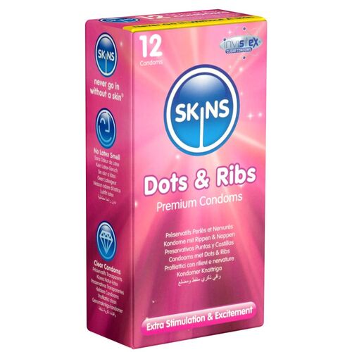 Skins *Dots & Ribs* 12 St Kondome, 12 ST, SKINS Condoms