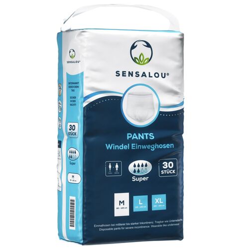 Sensalou Pants Super für Erwachsene - Größe M Schutzhöschen Inkontinenz Erwachsenenwindeln 60St., 2x30 Stk., Sensalou