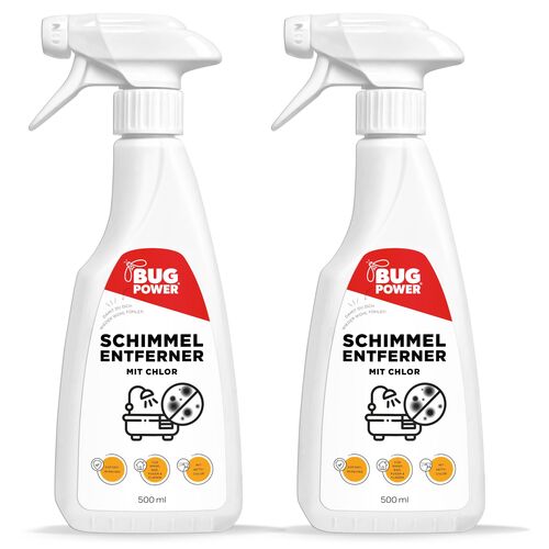 BugPower Schimmel Entferner Spray, 2x500 ml, Silberkraft