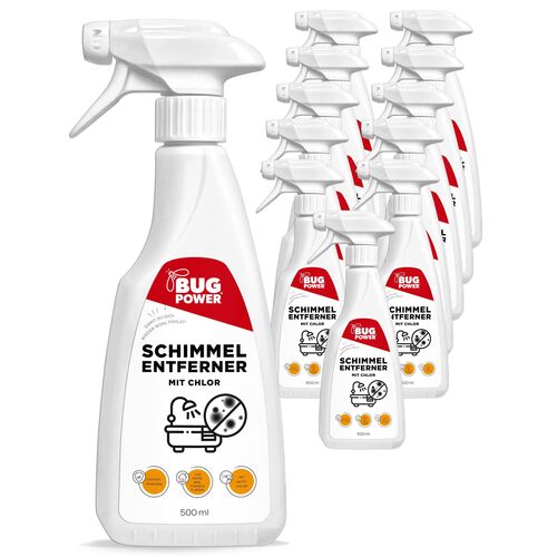 BugPower Schimmel Entferner Spray, 12x500 ml, Silberkraft