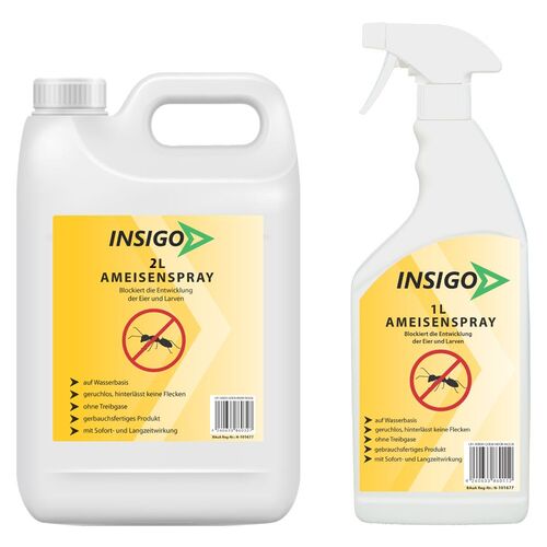INSIGO Ameisenspray gegen Ameisen, fliegende / kriechende Ameisen und deren Larven & Eier, 3 l, INSIGO