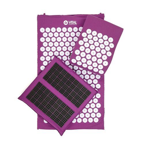 Vital Akupressur-DELUXE-Set aubergine, Matte mit Kissen, Fußmatte SPIKY und Tasche, 1 Stk., bodhi