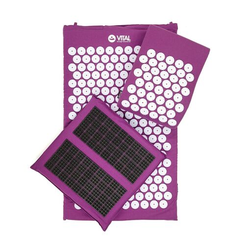 Vital Akupressur-DELUXE-Set aubergine, Matte mit Kissen, Fußmatte SPIKY und Tasche, 1 st, bodhi