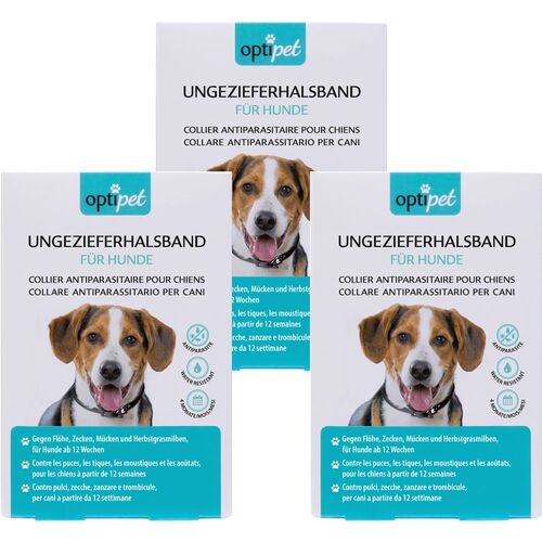OptiPet Ungezieferhalsband für Hunde, 3 Stk., OptiPet