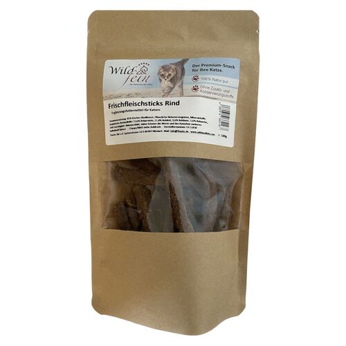 Wild & Fein Frischfleischsticks Rind für Katzen, 100 g, Wild & Fein