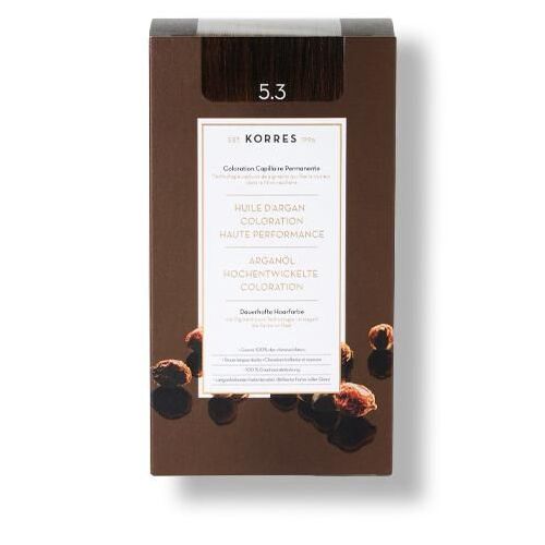 KORRES Arganöl - Hochentwickelte Haarcoloration (Hellbraun Gold 5.3), 145 ml, KORRES