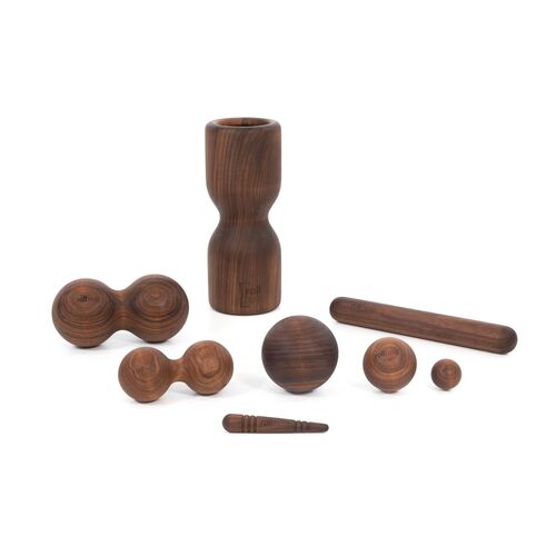 rollholz Faszienset 8-teilig Walnuss Made in Germany, 1 Stk., rollholz
