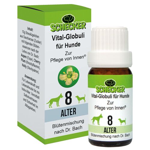 Schecker Vital Globuli -- Alter für Hunde -- Blütenessenzen nach der Lehre von Dr. Bach, 1 st, Schecker