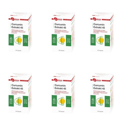 Dr. Wolz Curcumin Extrakt 45 - 6 x 90Kaps.(540Kps) + 10 Hübner Proben, 540 g, Dr. Wolz