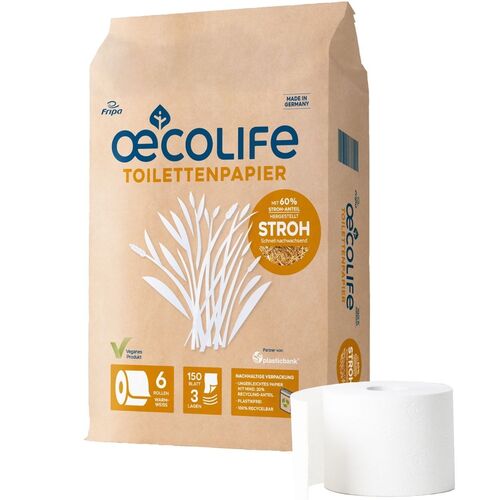 oecolife Toilettenpapier STROH, 6 Stk., oecolife