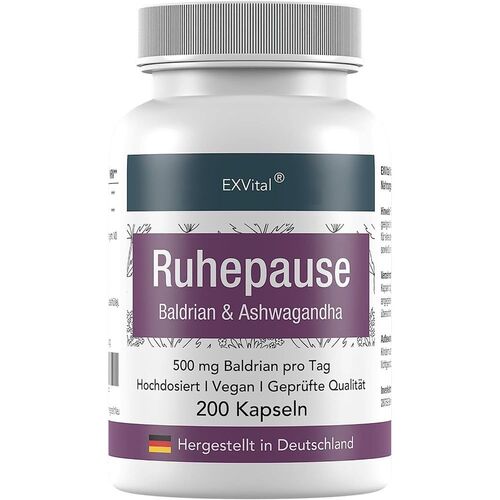 EXVital&reg; Ruhepause Kapseln, mit Baldrian & Ashwagandha, 200 Stk., EXVital