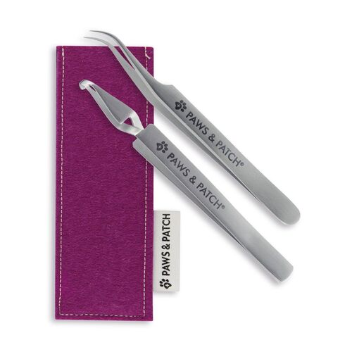 PAWS&PATCH Zecken-Duo LUCY & SILVY mit Etui in flieder f&uuml;r alle Heimtiere, 1 Stk., PAWS & PATCH