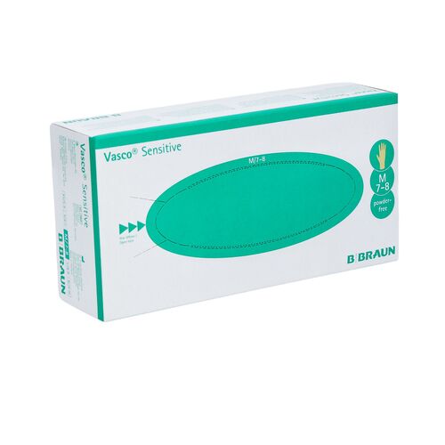 B. Braun Vasco® Sensitive Latex- Untersuchungshandschuhe, 100 Stk., B.Braun