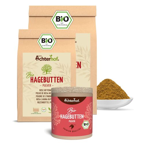Achterhof Bio Hagebutten Pulver Tüte, 500 g, Achterhof