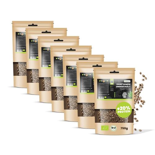 SANUUS&reg; Bio Hanfsamen ungesch&auml;lt 7x750g regional aus Bayern, 7x750 g, SANUUS&reg;