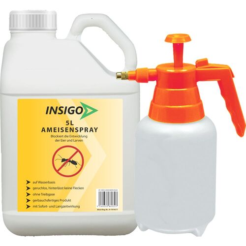 INSIGO Ameisenspray gegen Ameisen, fliegende / kriechende Ameisen und deren Larven & Eier, 5 l, INSIGO
