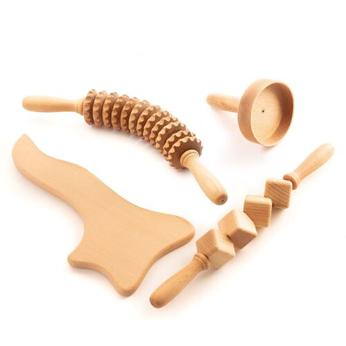 tuuli Maderotherapie Holz Set Massagegerät Massageroller Cellulite Lymphdrainage Schwedische Tasse, 1 Stk., tuuli