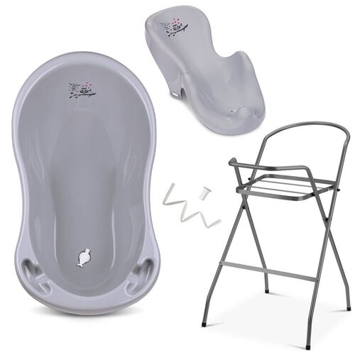 Babykajo 4 Set Baby Badewanne mit Gestell + Wanneneinsatz + Abfluss – TÜV Rheinland zertifiziert!, 1 Stk., Babykajo