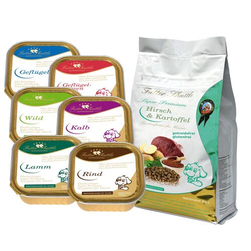 Futter Shuttle Sparpaket getreidefreies Hunde Nassfutter und Trockenfutter, 1 Stk., Futter Shuttle