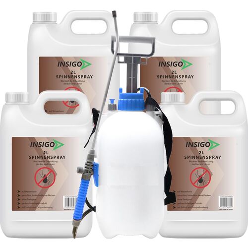 INSIGO Spinnenspray mit 5L Drucksprüher, 4x2 l, INSIGO