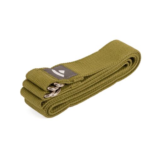 Yamala Belt Yogagurt 2 in 1, Baumwolle grün, Metallringe an beiden Enden, 1 Stk., bodhi