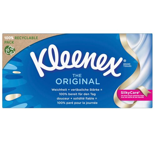 Kleenex Original Taschentücher-Box Kosmetiktücher 3-lagig Großpackung 24x72 St Tücher, 24X72 ST, Kleenex