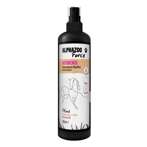 ALPHAZOO Notbremse Bremsenspray für Pferde I Gegen Bremsen, Fliegen & Mücken, 500 ml, alphazoo