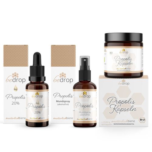 bedrop Propolis Einsteiger Set | Spray, 20% Tinktur & Kapseln | Für Kinder & Erwachsene, 250 g, bedrop