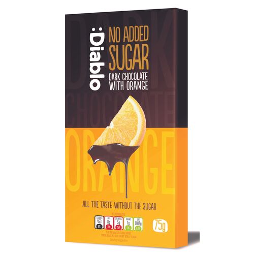 :Diablo No Added Sugar Dark Chocolate with Orange 0,075 kg Schokolade, 0.075 kg, Diablo