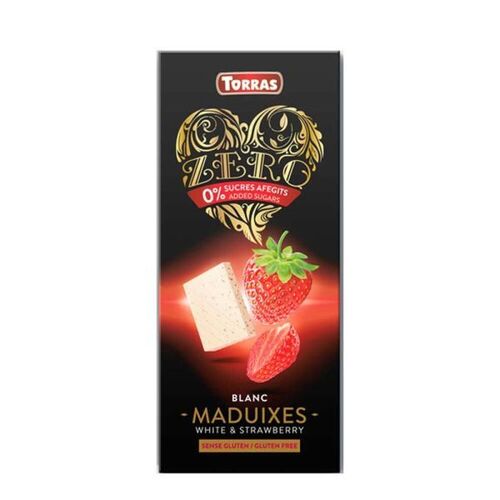 Torras Zero White&Strawberries Chocolate, 0,125 kg, Torras
