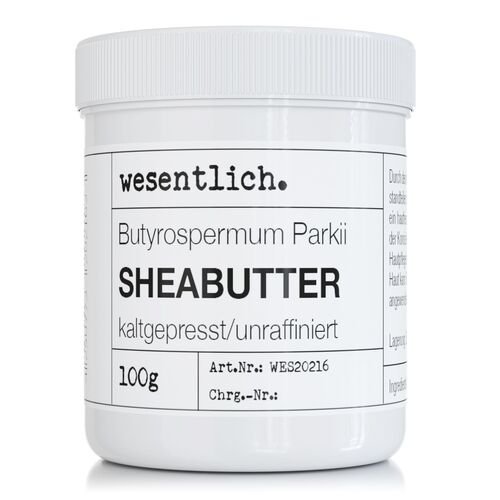 Sheabutter kaltgepresst, 100 g, wesentlich.