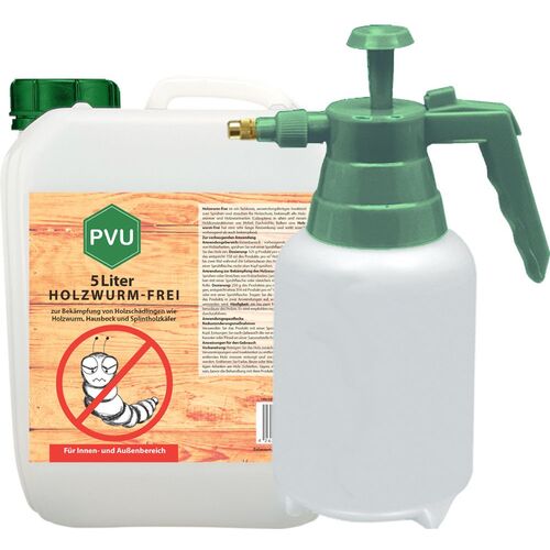PVU Holzwurmspray mit 2L Drucksprüher, 5 l, PVU