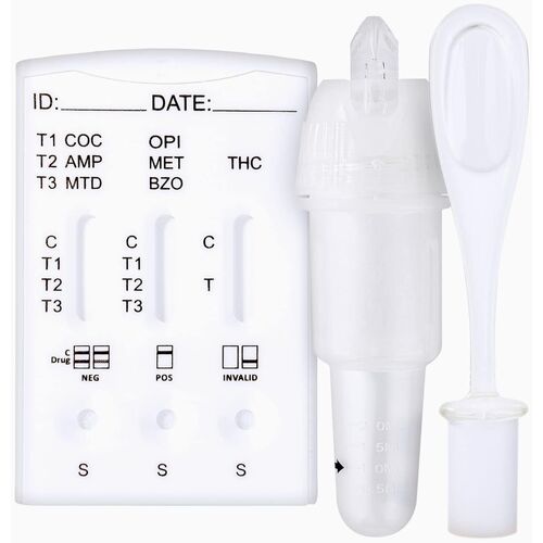 One+Step Multi Drogentest Speichel für 7 Drogenarten (COC/THC/OPI/AMP/MTD/BZO/MET), 2 Stk., One+Step