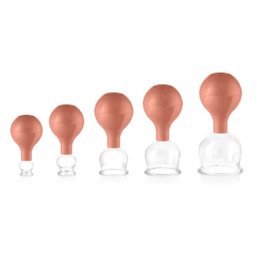 pulox Schröpfgläser Set aus Echtglas Braun, 5 Stk., pulox