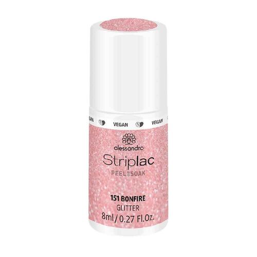 Alessandro International StripLac Peel or Soak 8 ml - 151 Bonfire Glitter, 8 ml, alessandro