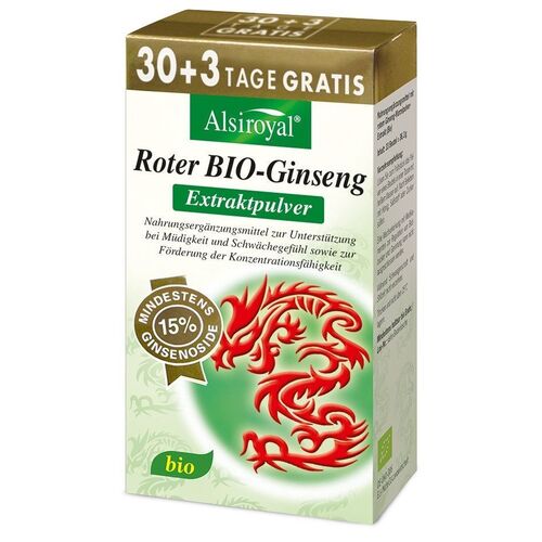 Alsiroyal Roter BIO-Ginseng Extraktpulver 30+3 Btl. 15% Ginsenoside 33 g, 33 G, Alsiroyal