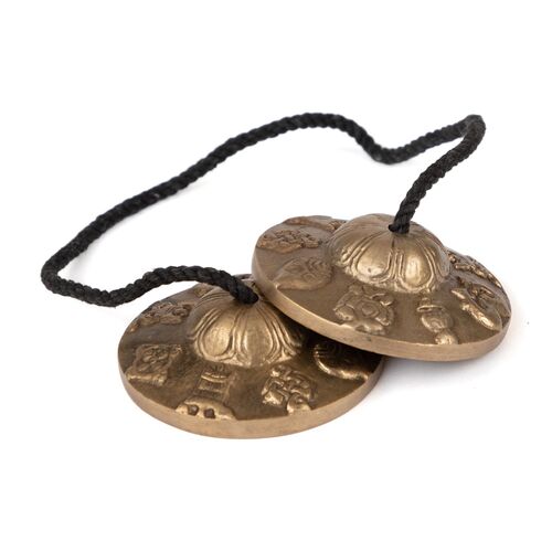 Tibetische Zimbeln mit Ornamenten, 1 Stk., bodhi