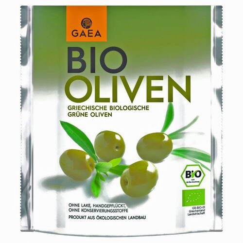 GAEA Greek Olives Bio Oliven gr&uuml;n, 150 g, GAEA