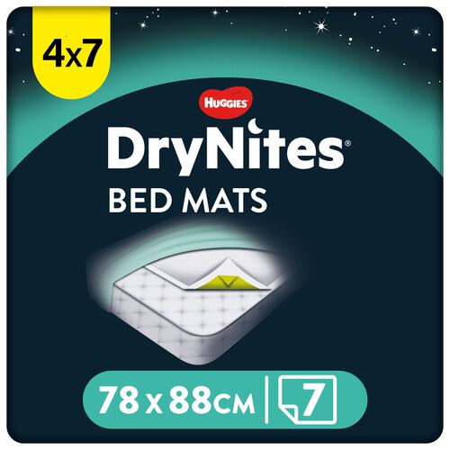 Huggies DryNites Bed Mats Einweg Betteinlagen 78 x 88 cm Bettunterlagen, 4x7 Stk., DryNites