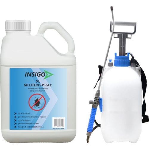 INSIGO Milbenspray mit 5L Drucksprüher, 5 l, INSIGO