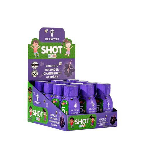 BEE&YOU Propolis Holunder Johannisbrot Shot Kinder, 12x50 ml, BEE&YOU