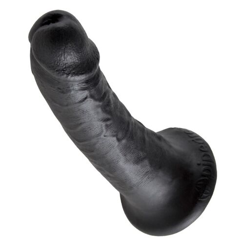 Schwarzer Naturdildo "6" mit Saugfuß | Ausgeprägte Äderung und pralle Eichel | King Cock, 1 Stk., King Cock