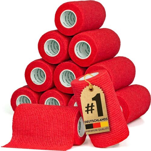 HUND IST KÖNIG® Verband selbstklebend, Fixierbinde 12x4,7m Selbstklebende Bandage für Mensch & Tier, 12 Stk., HUND IST KÖNIG