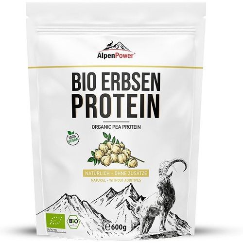 AlpenPower Bio Erbsenprotein 600 g Pulver, 600 g, Alpenpower