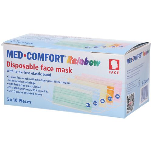 MED Comfort Mundschutz Rainbow Farbmix 50 St, 50 stk, Serimed