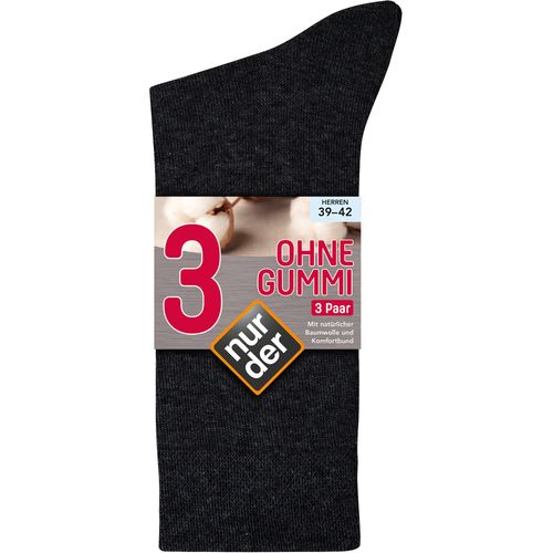 NUR DER Socken Ohne Gummi 3er Pack - schwarz Größe 47-50 3 St Strümpfe, 3 stk, NUR DER