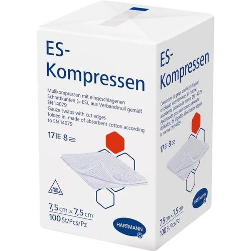 Hartmann ES Mullkompressen unsteril 7,7,5 cm, 17-fädig, 8-fach 10x100 St, 1000 stk, Hartmann