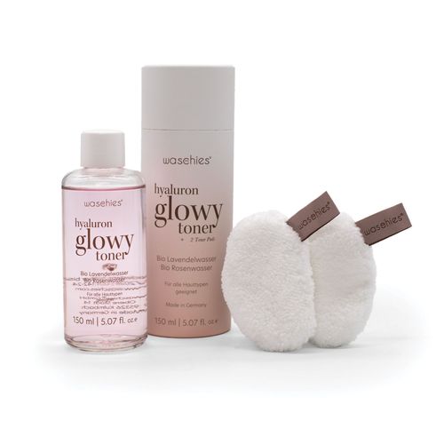 waschies Hyaluron Glowy Toner inkl. 2 nachhaltige Wattepads 150 ml Set, 150 ml, waschies