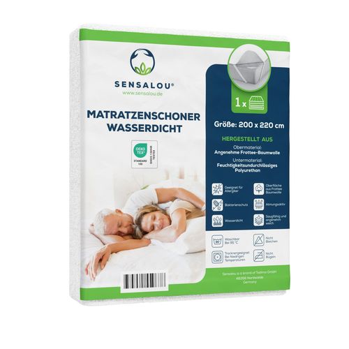 Sensalou Matratzenschoner wasserdicht 200 x 220 cm Matratzenschutzauflage 2er Set 2 St, 2 stk, Sensalou